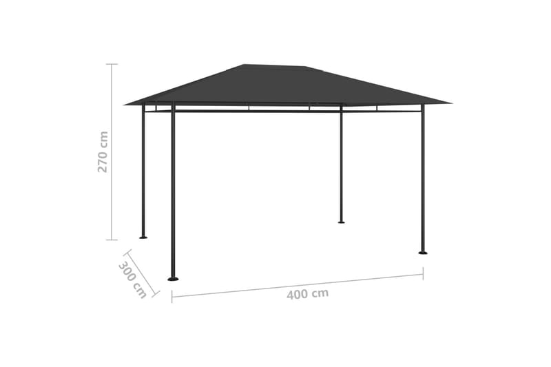 Paviljong 4x3x2,7 m antrasitt 180 g/m² - Antrasittgrå - Hagemøbler & utemiljø - Solbeskyttelse - Paviljong - Komplett paviljong