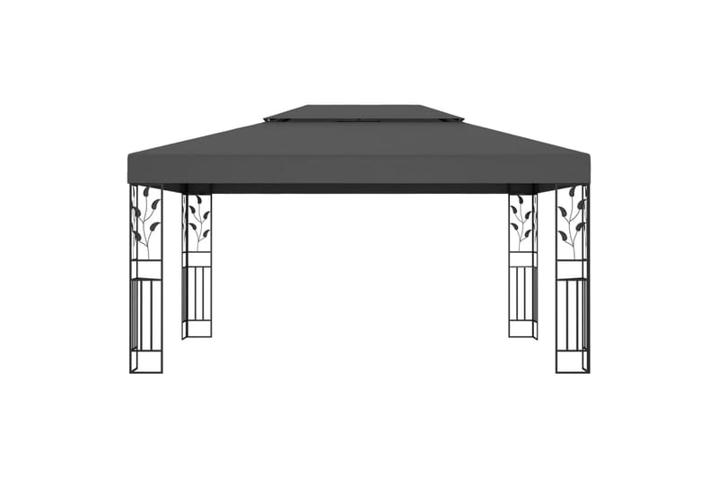 Paviljong med dobbelt tak 3x4 m antrasitt - Grå - Hagemøbler & utemiljø - Solbeskyttelse - Paviljong - Komplett paviljong