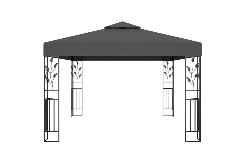 Paviljong med dobbelt tak 3x4 m antrasitt - Grå - Hagemøbler & utemiljø - Solbeskyttelse - Paviljong - Komplett paviljong