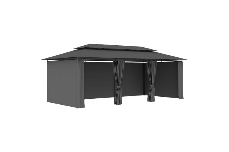 Paviljong med gardiner 600x298x270 cm antrasitt - Grå - Komplett paviljong