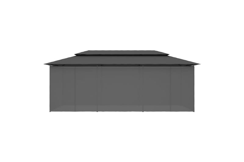 Paviljong med gardiner 600x298x270 cm antrasitt - Grå - Komplett paviljong