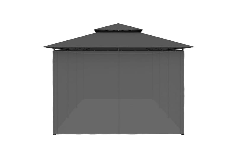 Paviljong med gardiner 600x298x270 cm antrasitt - Grå - Komplett paviljong