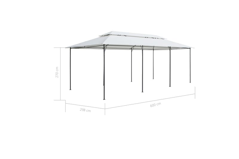 Paviljong med gardiner 600x298x270 cm hvit 180g/mÂ² - Hvit - Hagemøbler & utemiljø - Solbeskyttelse - Paviljong - Komplett paviljong