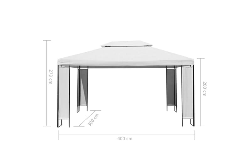 Paviljong med lysslynge 3x4 m hvit - Hvit - Hagemøbler & utemiljø - Solbeskyttelse - Paviljong - Komplett paviljong