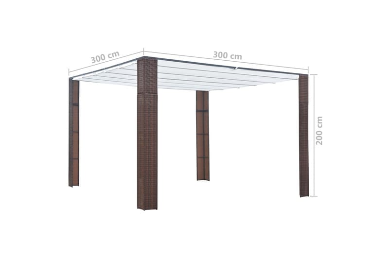 Paviljong med tak polyrotting 300x300x200cm brun og kremhvit - Hagemøbler & utemiljø - Solbeskyttelse - Paviljong - Komplett paviljong