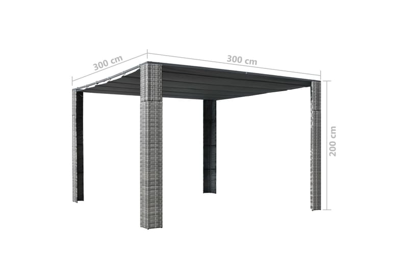 Paviljong med tak polyrotting 300x300x200cm grå og antrasitt - Hagemøbler & utemiljø - Solbeskyttelse - Paviljong - Komplett paviljong