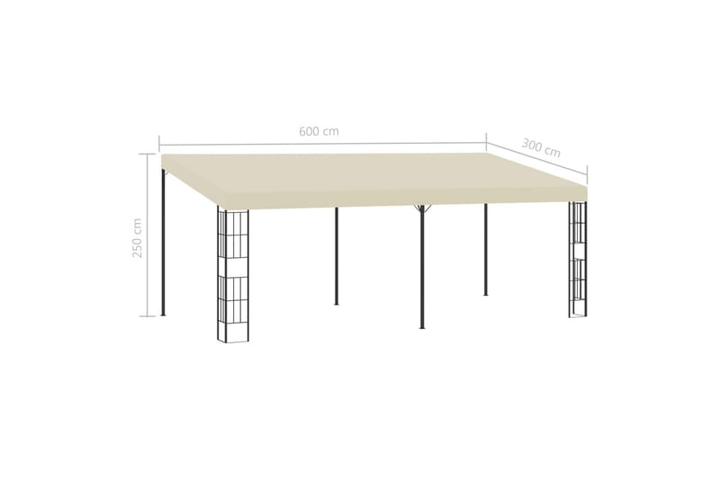 Veggmontert paviljong 3x6 m kremhvit stoff - Hagemøbler & utemiljø - Solbeskyttelse - Paviljong - Komplett paviljong