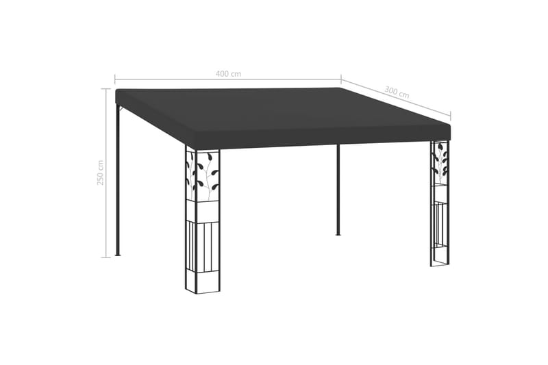 Veggmontert paviljong 4x3x2,5 m antrasitt - Hagemøbler & utemiljø - Solbeskyttelse - Paviljong - Komplett paviljong