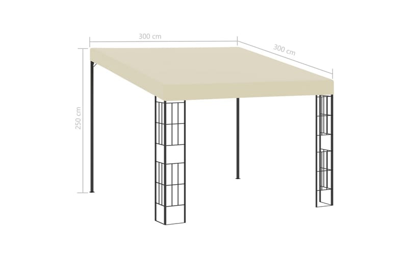 Veggmontert paviljong 3x3 m kremhvit stoff - Hagemøbler & utemiljø - Solbeskyttelse - Paviljong - Komplett paviljong