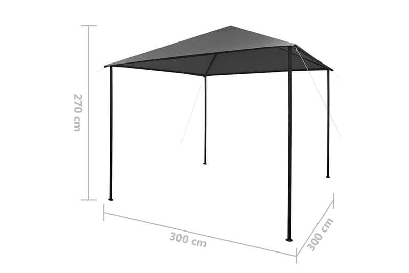 Paviljong 3x3 m antrasitt stoff og stål 180 g/m² - Antrasittgrå - Hagemøbler & utemiljø - Solbeskyttelse - Paviljong