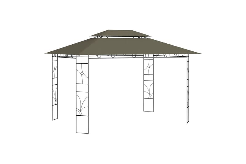 Paviljong 4x3x2,7 m gråbrun 160 g/m² - Taupe - Hagemøbler & utemiljø - Solbeskyttelse - Paviljong - Komplett paviljong