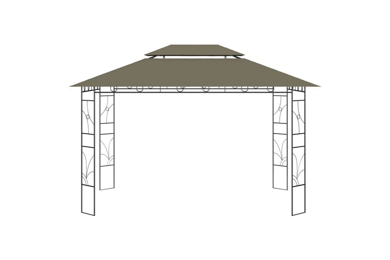 Paviljong 4x3x2,7 m gråbrun 160 g/m² - Taupe - Hagemøbler & utemiljø - Solbeskyttelse - Paviljong - Komplett paviljong