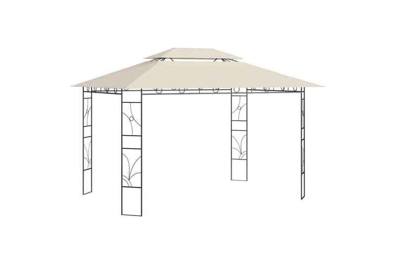 Paviljong 4x3x2,7 m kremhvit 160 g/m² - Krem - Hagemøbler & utemiljø - Solbeskyttelse - Paviljong - Komplett paviljong