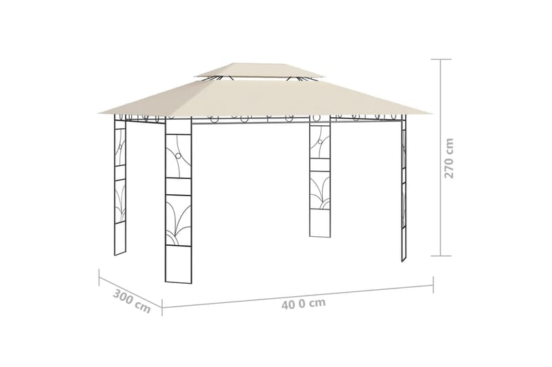 Paviljong 4x3x2,7 m kremhvit 160 g/m² - Krem - Hagemøbler & utemiljø - Solbeskyttelse - Paviljong - Komplett paviljong