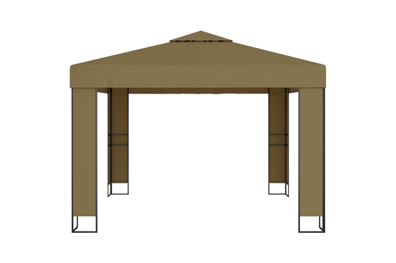 Paviljong med dobbelt tak 3x3x2,7 m gråbrun 180 g/m² - Taupe - Hagemøbler & utemiljø - Solbeskyttelse - Paviljong