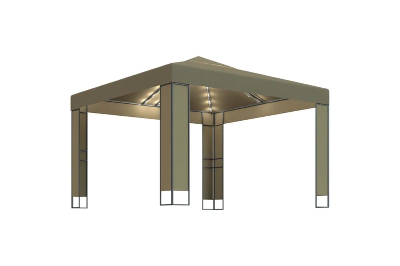 Paviljong med dobbelt tak og lysslynge 3x3x2,7m 180g/m² - Taupe - Hagemøbler & utemiljø - Solbeskyttelse - Paviljong - Komplett paviljong