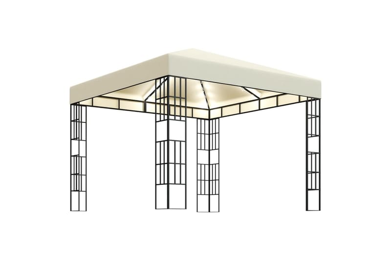 Paviljong med lysslynge 3x3 m kremhvit - Krem - Hagemøbler & utemiljø - Solbeskyttelse - Paviljong - Komplett paviljong