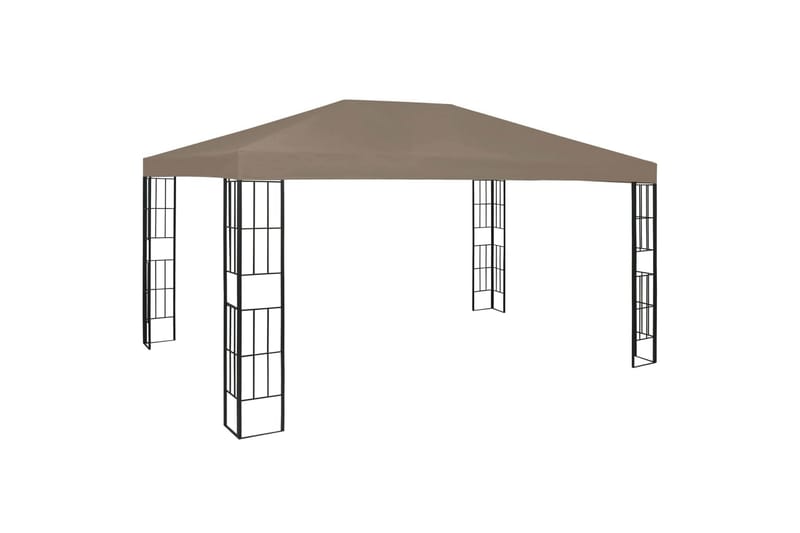 Paviljong med lysslynge 4x3 m gråbrun - Taupe - Hagemøbler & utemiljø - Solbeskyttelse - Paviljong - Komplett paviljong