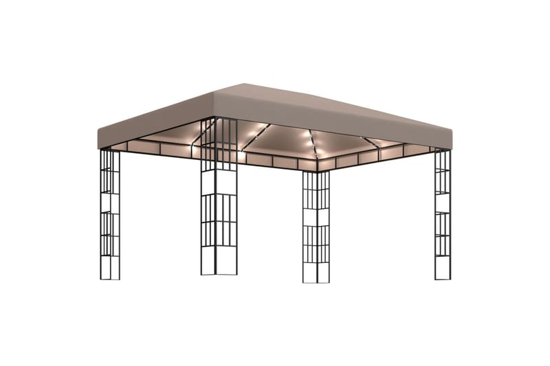 Paviljong med lysslynge 4x3 m gråbrun - Taupe - Hagemøbler & utemiljø - Solbeskyttelse - Paviljong - Komplett paviljong