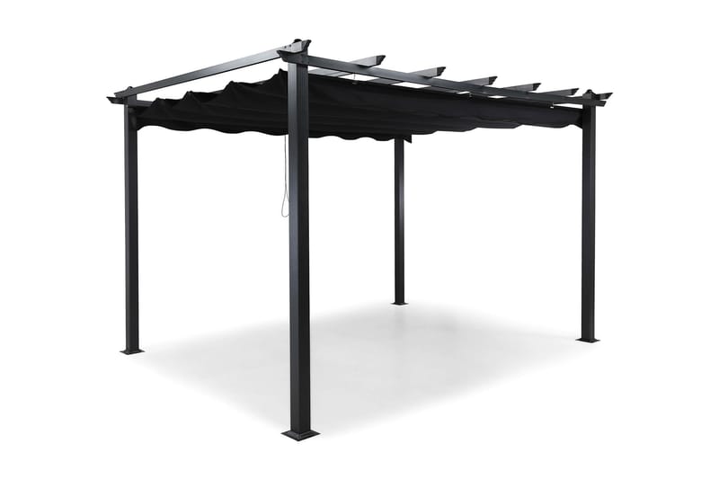 Pergola med Hopfällbart Tak - Svart - Hagemøbler & utemiljø - Solbeskyttelse - Pergola