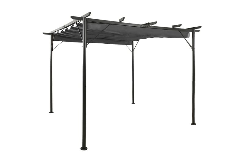 Pergola med uttrekkbart tak antrasitt 3x3 m stål 180 g/m² - Antrasittgrå - Hagemøbler & utemiljø - Solbeskyttelse - Pergola