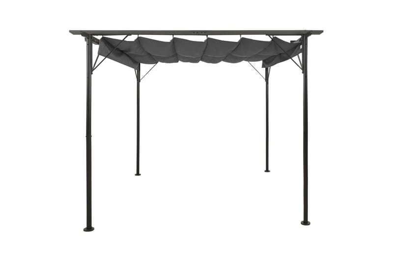 Pergola med uttrekkbart tak antrasitt 3x3 m stål 180 g/m² - Antrasittgrå - Hagemøbler & utemiljø - Solbeskyttelse - Pergola