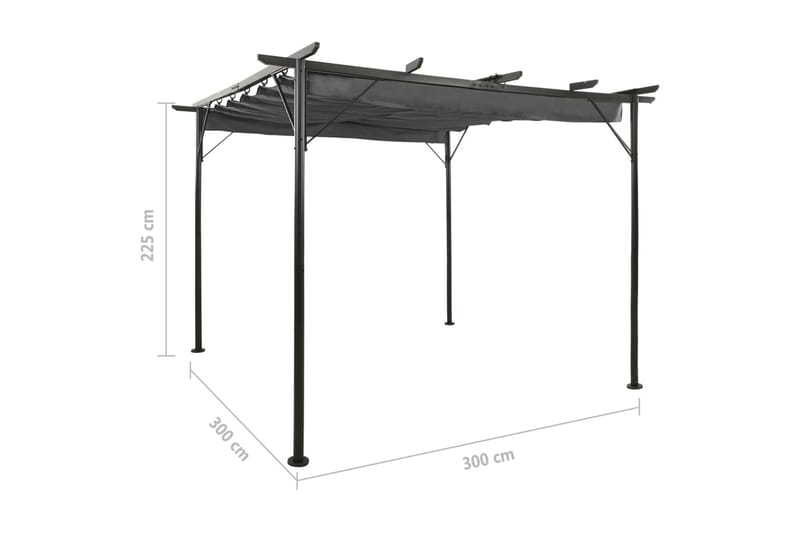 Pergola med uttrekkbart tak antrasitt 3x3 m stål 180 g/m² - Antrasittgrå - Hagemøbler & utemiljø - Solbeskyttelse - Pergola