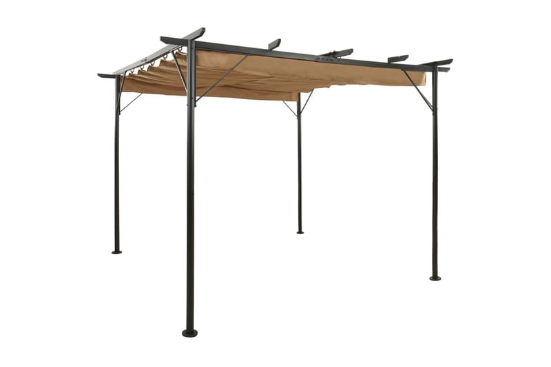 Pergola med uttrekkbart tak gråbrun 3x3 m stål 180 g/m² - Taupe - Hagemøbler & utemiljø - Solbeskyttelse - Pergola