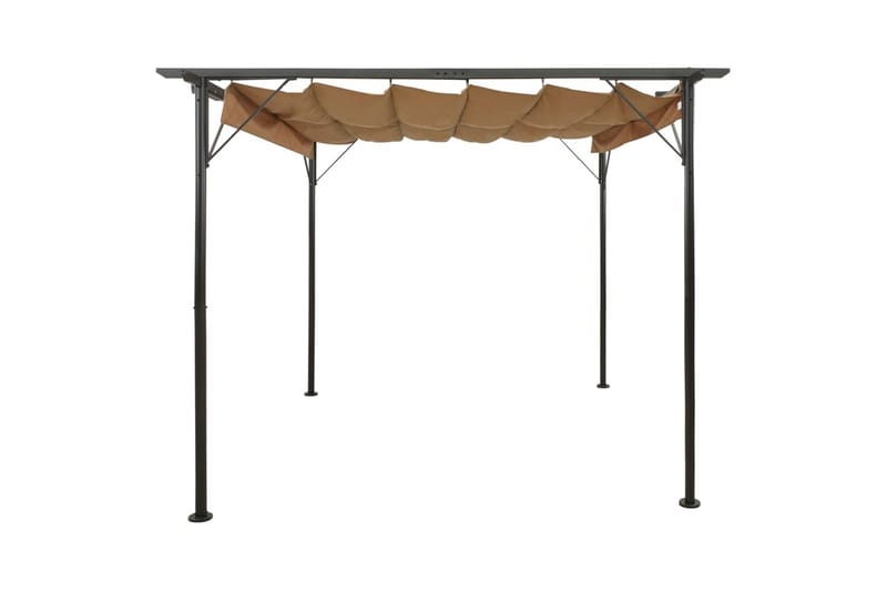 Pergola med uttrekkbart tak gråbrun 3x3 m stål 180 g/m² - Taupe - Hagemøbler & utemiljø - Solbeskyttelse - Pergola