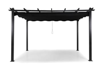 Pergola med Sammenleggbart Tak 395x295x245 - Svart - Hagemøbler & utemiljø - Solbeskyttelse - Pergola