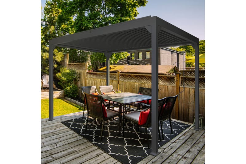 Pergola Premium Åpningsbare lameller - Grå - Hagemøbler & utemiljø - Solbeskyttelse - Pergola