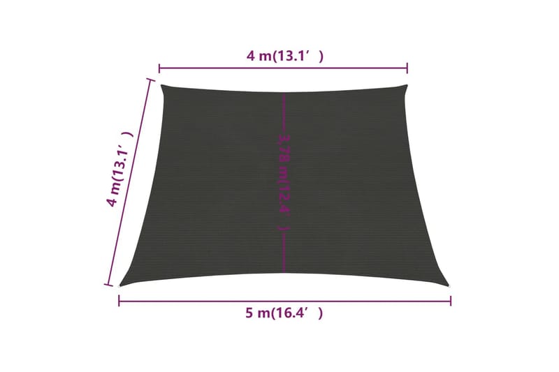 Solseil 160 g/m² antrasitt 4/5x4 m HDPE - Antrasittgrå - Hagemøbler & utemiljø - Solbeskyttelse - Solseil