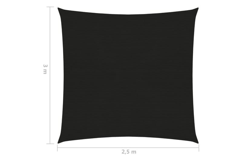 Solseil 160 g/m² svart 2,5x3 m HDPE - Svart - Hagemøbler & utemiljø - Solbeskyttelse - Solseil