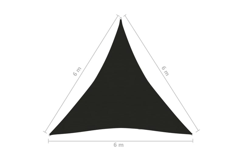 Solseil 160 g/m² svart 6x6x6 m HDPE - Svart - Hagemøbler & utemiljø - Solbeskyttelse - Solseil