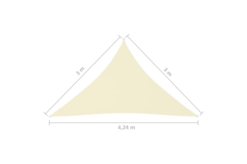 Solseil oxfordstoff trekantet 3x3x4,24 m kremhvit - Krem - Hagemøbler & utemiljø - Solbeskyttelse - Solseil