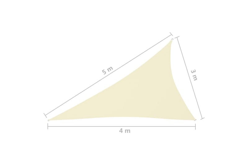 Solseil oxfordstoff trekantet 3x4x5 m kremhvit - Krem - Hagemøbler & utemiljø - Solbeskyttelse - Solseil