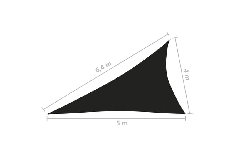 Solseil oxfordstoff trekantet 4x5x6,4 m svart - Svart - Hagemøbler & utemiljø - Solbeskyttelse - Solseil