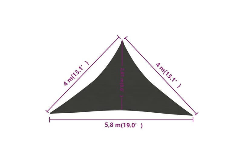 Solseil 160 g/m² antrasitt 4x4x5,8 m HDPE - Antrasittgrå - Hagemøbler & utemiljø - Solbeskyttelse - Solseil