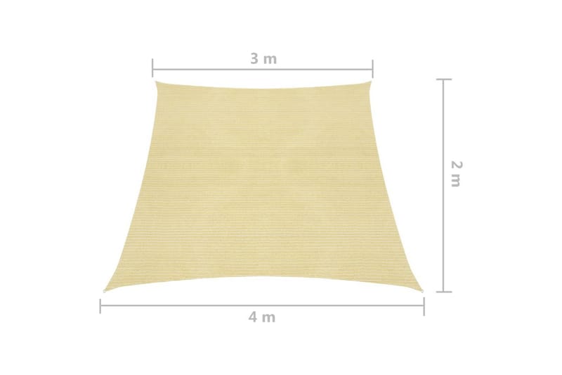 Solseil 160 g/m² beige 3/4x2 m HDPE - Beige - Hagemøbler & utemiljø - Solbeskyttelse - Solseil