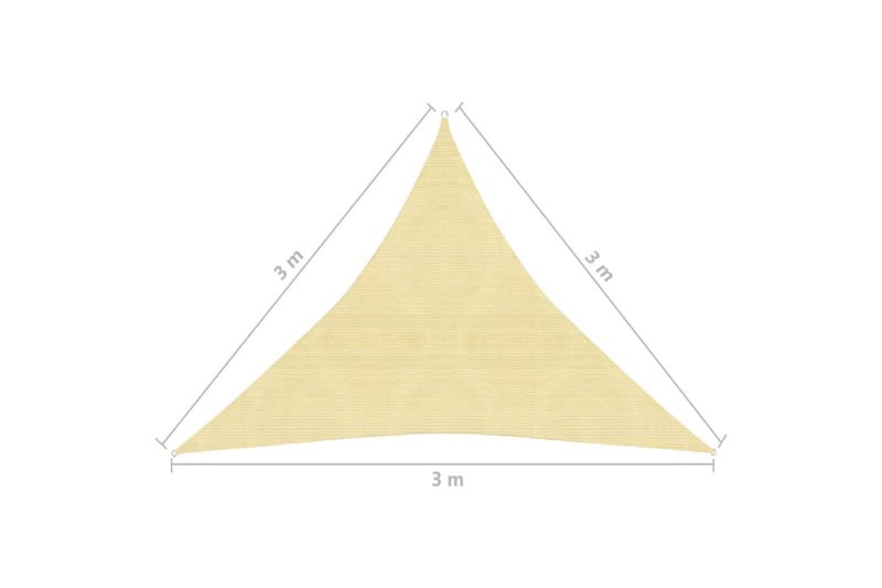 Solseil 160 g/m² beige 3x3x3 m HDPE - Beige - Hagemøbler & utemiljø - Solbeskyttelse - Solseil