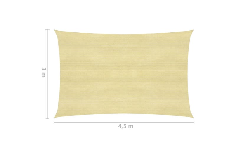 Solseil 160 g/m² beige 3x4,5 m HDPE - Beige - Hagemøbler & utemiljø - Solbeskyttelse - Solseil