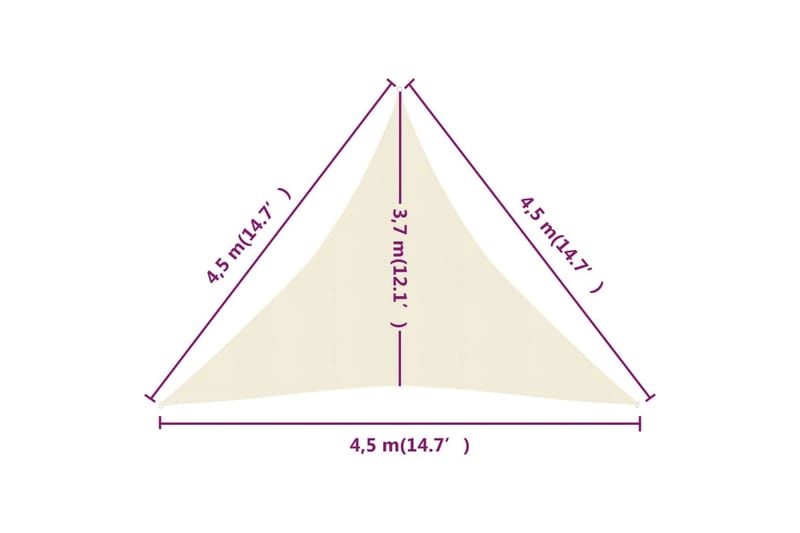 Solseil 160 g/m² kremhvit 4,5x4,5x4,5 m HDPE - Krem - Hagemøbler & utemiljø - Solbeskyttelse - Solseil