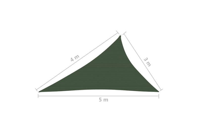 Solseil 160 g/m² mørkegrønn 3x4x5 m HDPE - grønn - Hagemøbler & utemiljø - Solbeskyttelse - Solseil