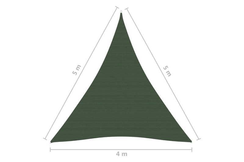 Solseil 160 g/m² mørkegrønn 4x5x5 m HDPE - grønn - Hagemøbler & utemiljø - Solbeskyttelse - Solseil