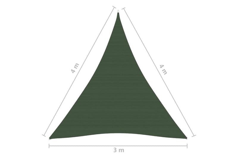 Solseil 160 g/m² mörkegrönn 3x4x4 m HDPE - grönn - Hagemøbler & utemiljø - Solbeskyttelse - Solseil