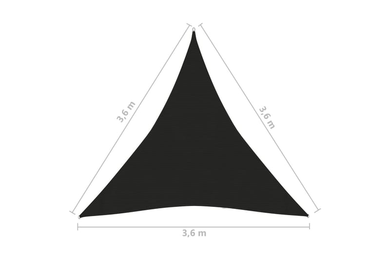 Solseil 160 g/m² svart 3,6x3,6x3,6 m HDPE - Svart - Hagemøbler & utemiljø - Solbeskyttelse - Solseil