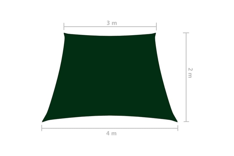 Solseil oxfordstoff trapesformet 3/4x2 m mørkegrønn - grønn - Hagemøbler & utemiljø - Solbeskyttelse - Solseil