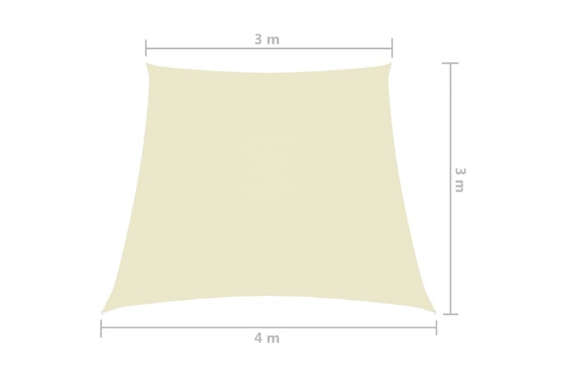 Solseil oxfordstoff trapesformet 3/4x3 m kremhvit - Krem - Hagemøbler & utemiljø - Solbeskyttelse - Solseil