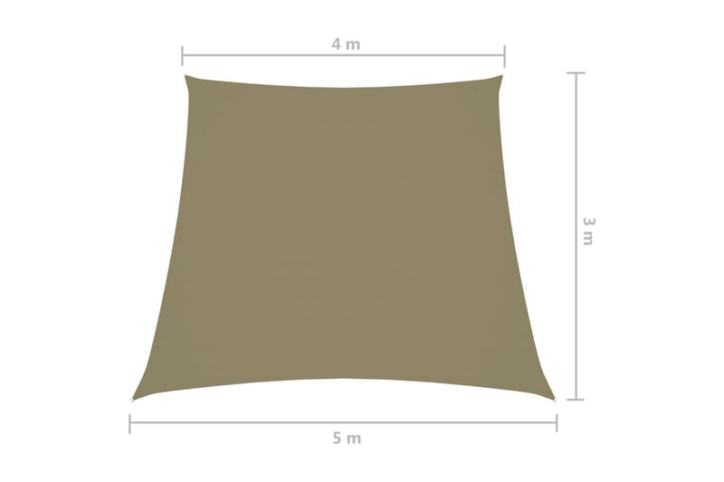 Solseil oxfordstoff trapesformet 4/5x3 m beige - Beige - Hagemøbler & utemiljø - Solbeskyttelse - Solseil