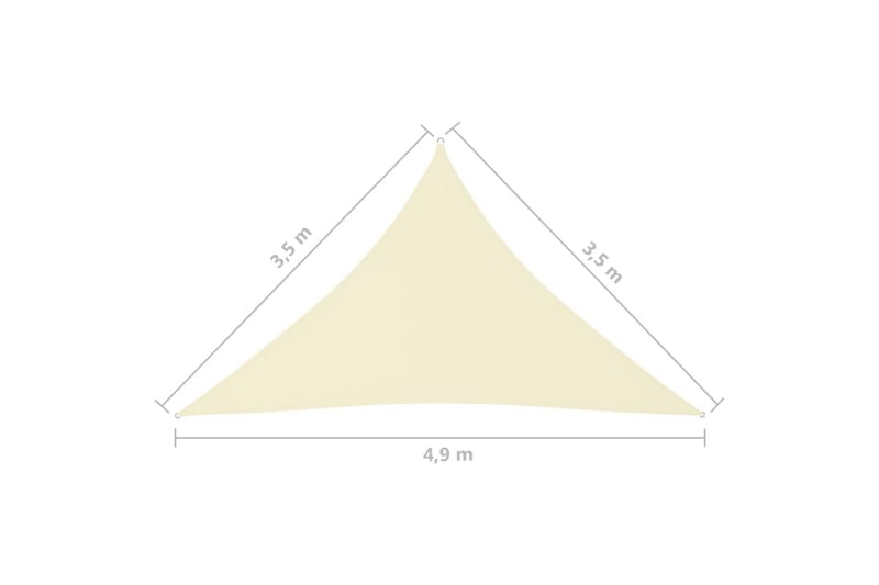 Solseil oxfordstoff trekantet 3,5x3,5x4,9 m kremhvit - Krem - Hagemøbler & utemiljø - Solbeskyttelse - Solseil